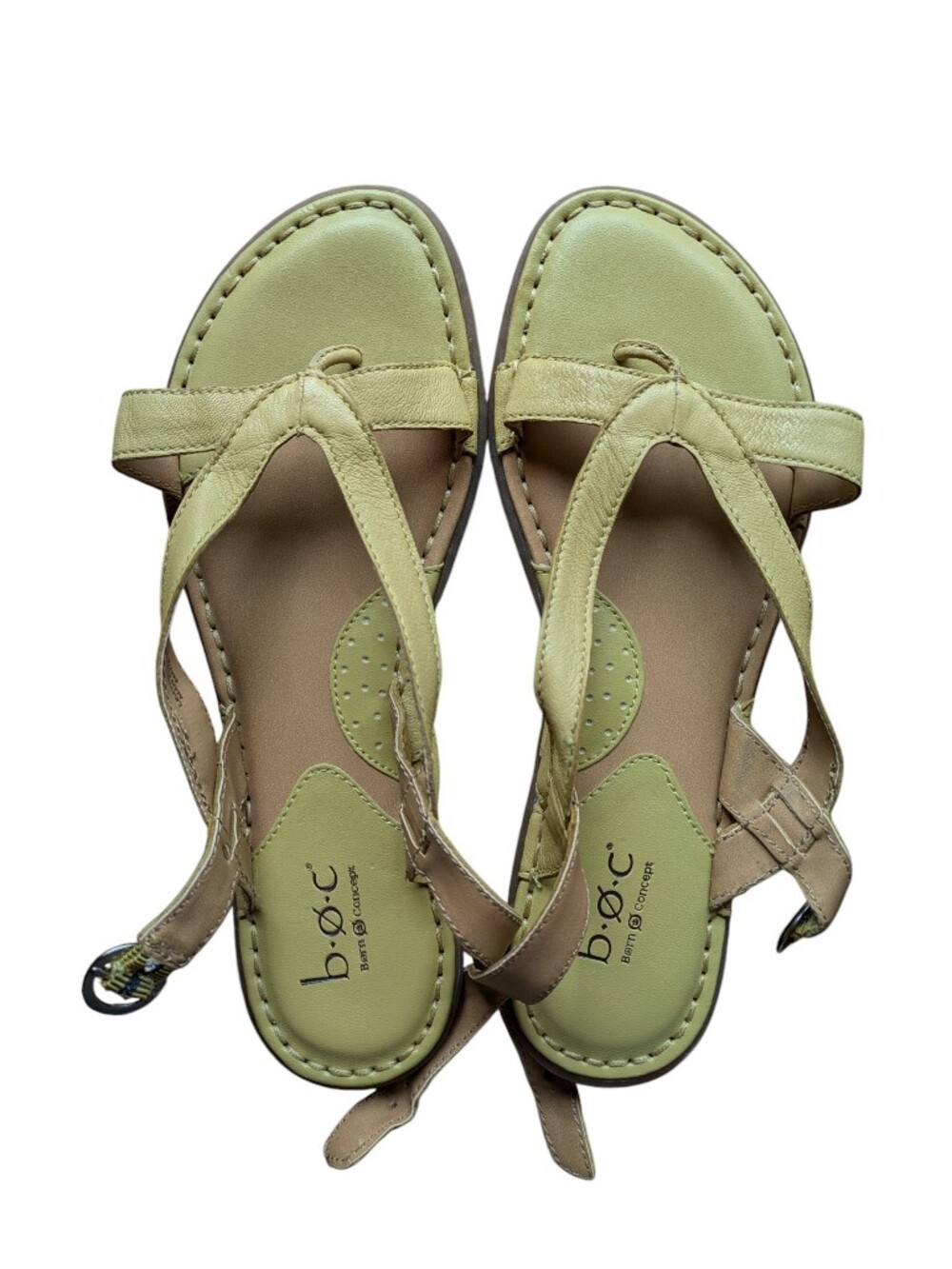 b.o.c. Yellow/ Lime Green Color and T‑Bar Leather Sandals
